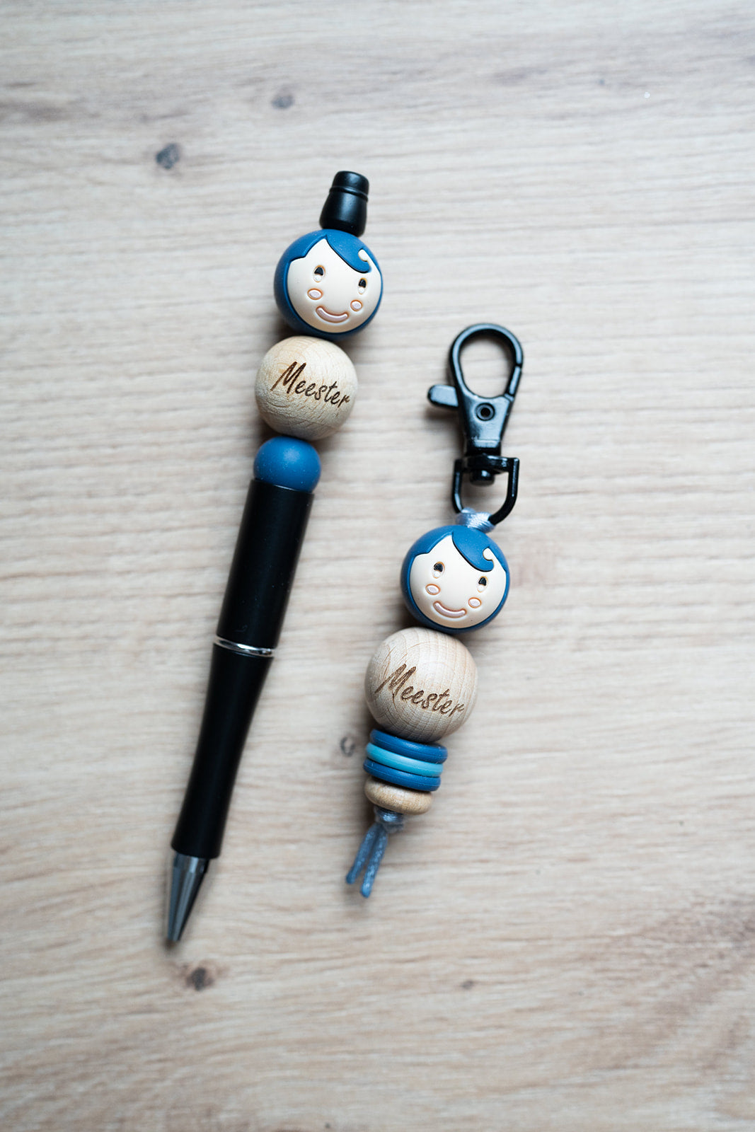Setje pen & sleutelhanger 'meester'