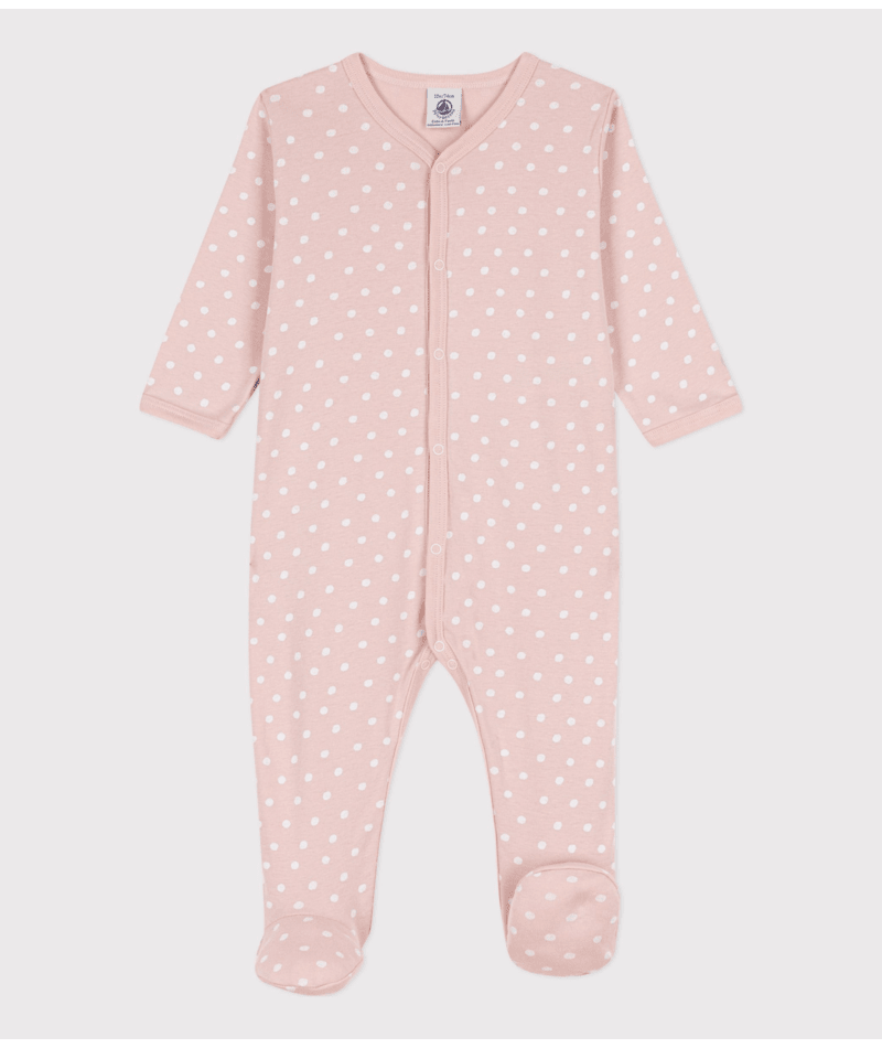 Pyjama met voetjes 'roze met stipjes'