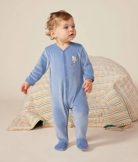 Pyjama van velours met voetjes