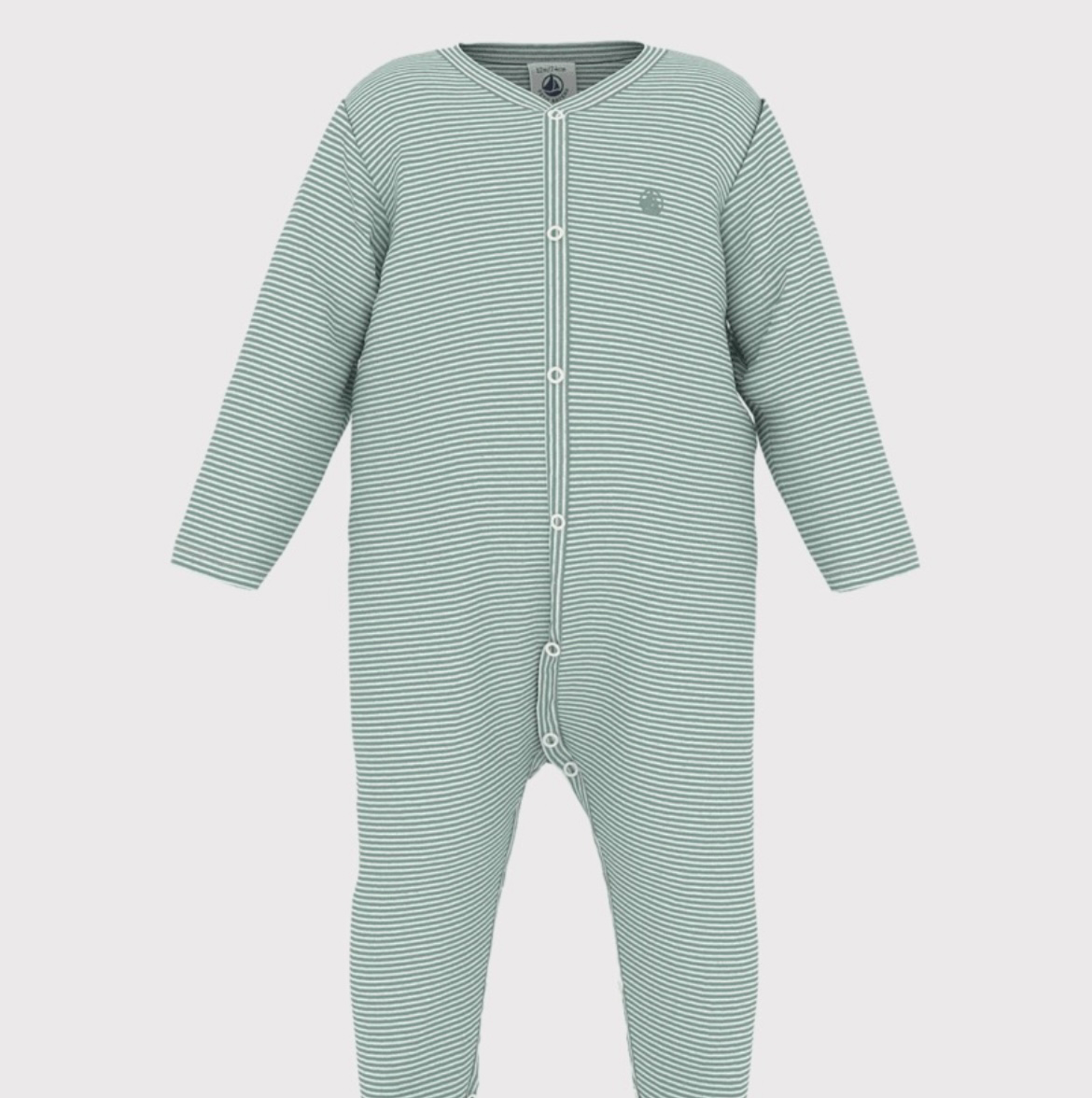 Pyjama Petit Bateau groene streepjes - zonder voetjes