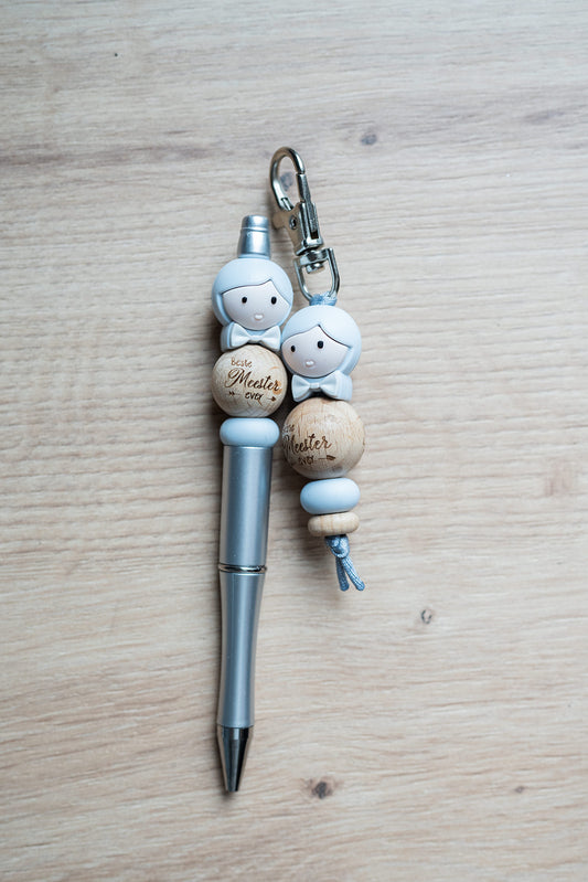 Setje pen & sleutelhanger 'beste meester ever'