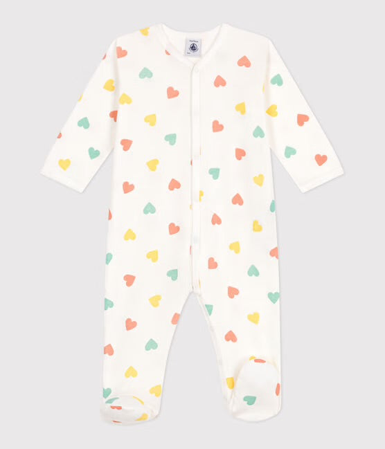 Pyjama met voetjes - gekleurde hartjes