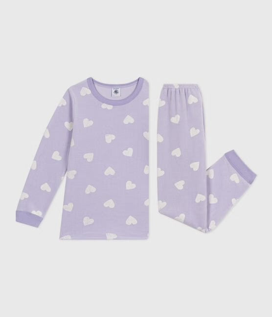 Pyjama lila met hartjes