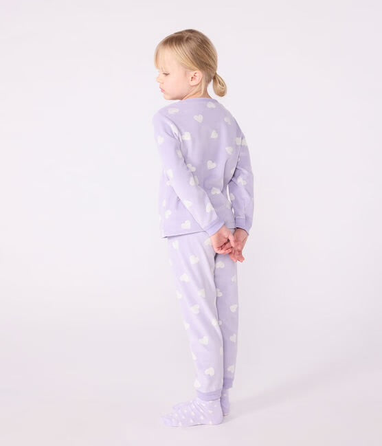 Pyjama lila met hartjes