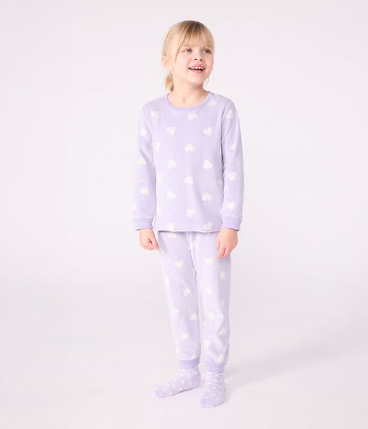 Pyjama lila met hartjes