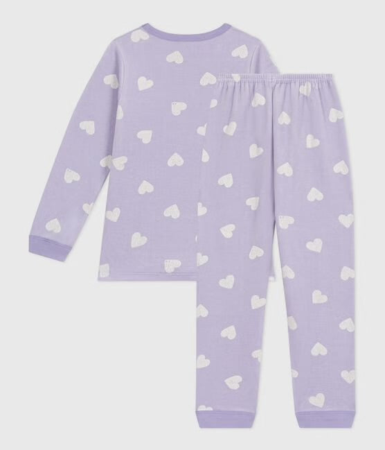 Pyjama lila met hartjes