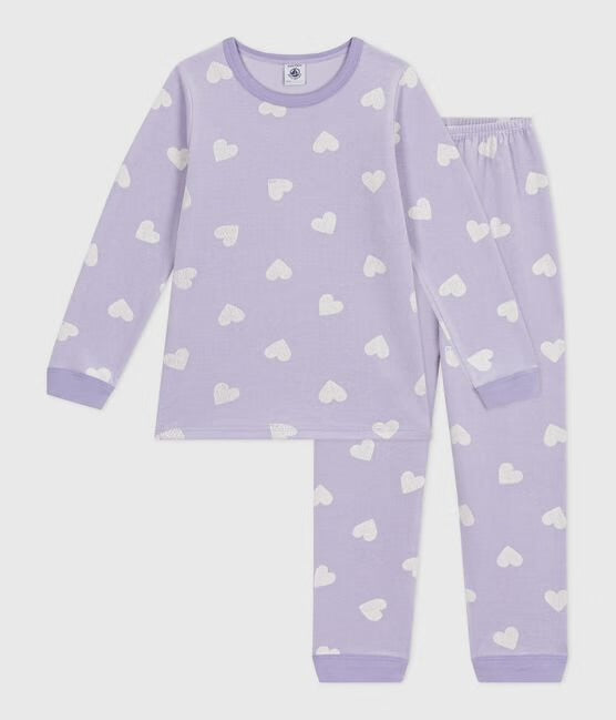 Pyjama lila met hartjes