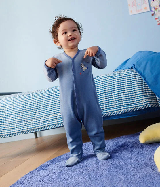 Pyjama van velours met voetjes