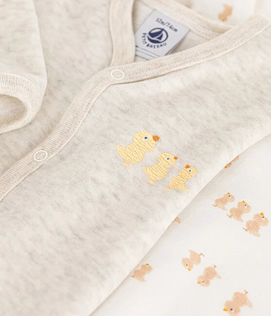 Pyjama velours met 3 kuikentjes