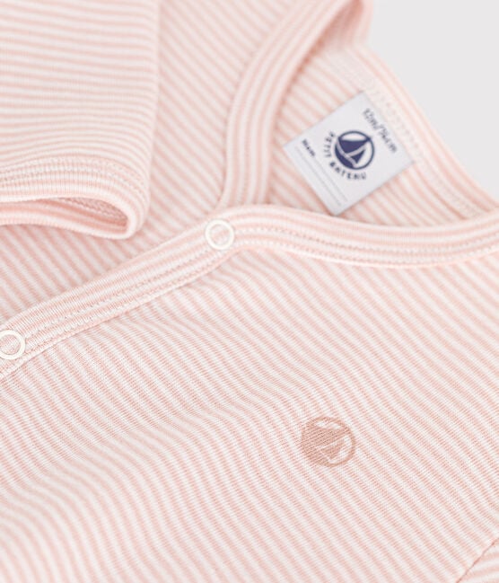 Pyjama met voetjes - licht roze streepjes