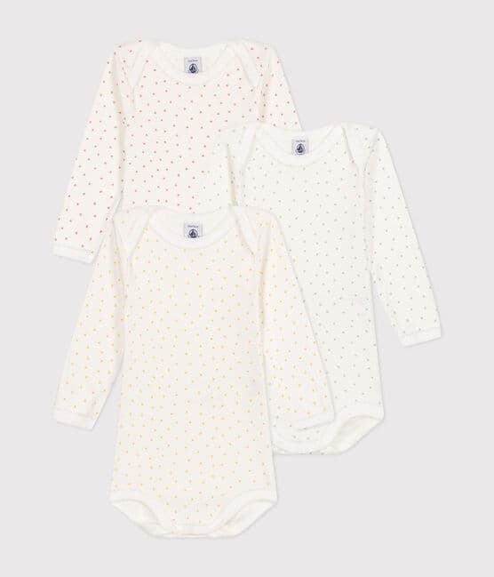 Set van 3 body's met mini hartjes - Petit Bateau