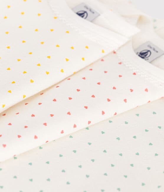 Set van 3 body's met mini hartjes - Petit Bateau