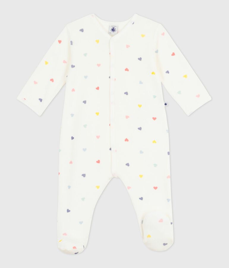 Pyjama met voetjes - gekleurde hartjes