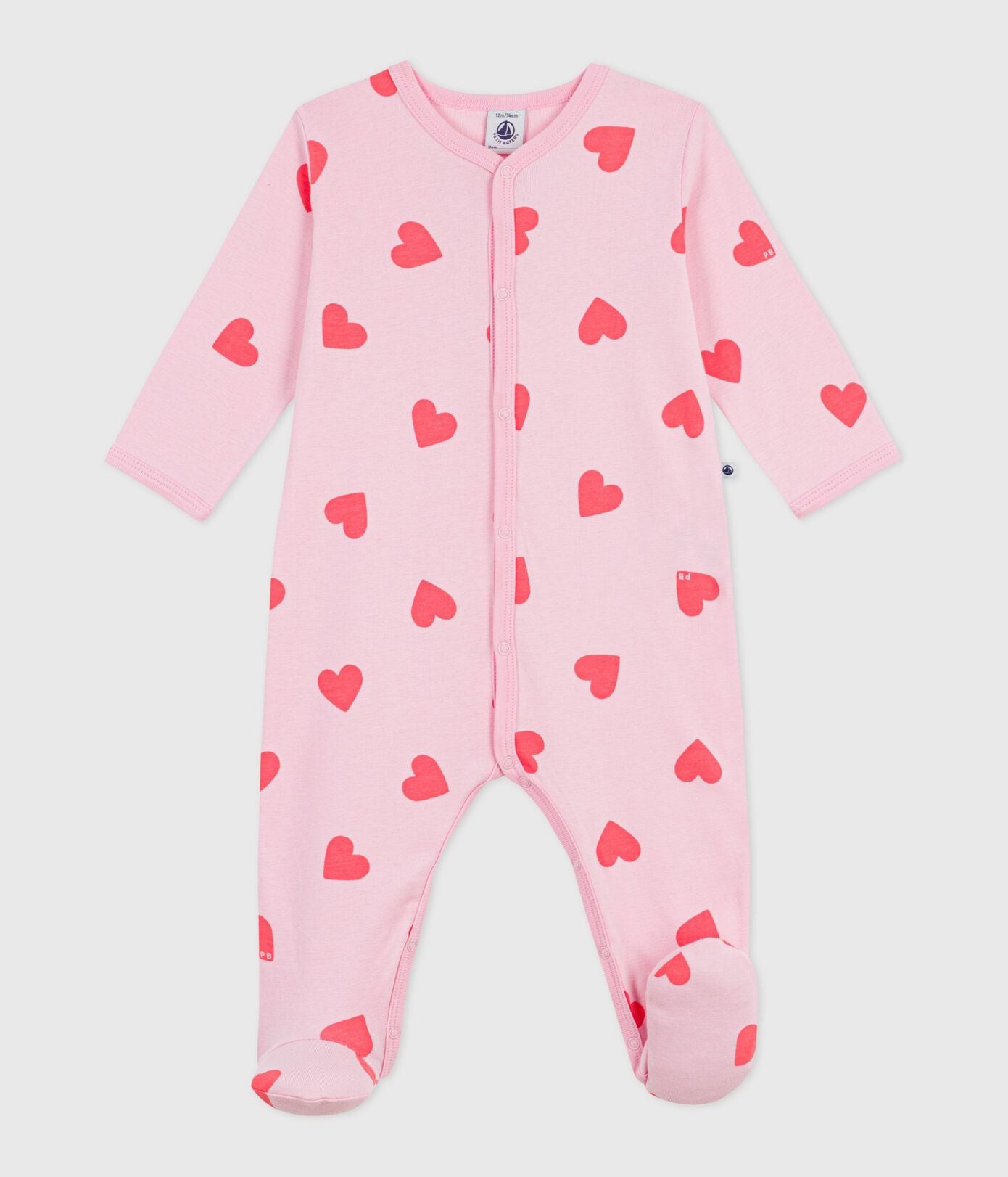 Pyjama met voetjes - hartjes