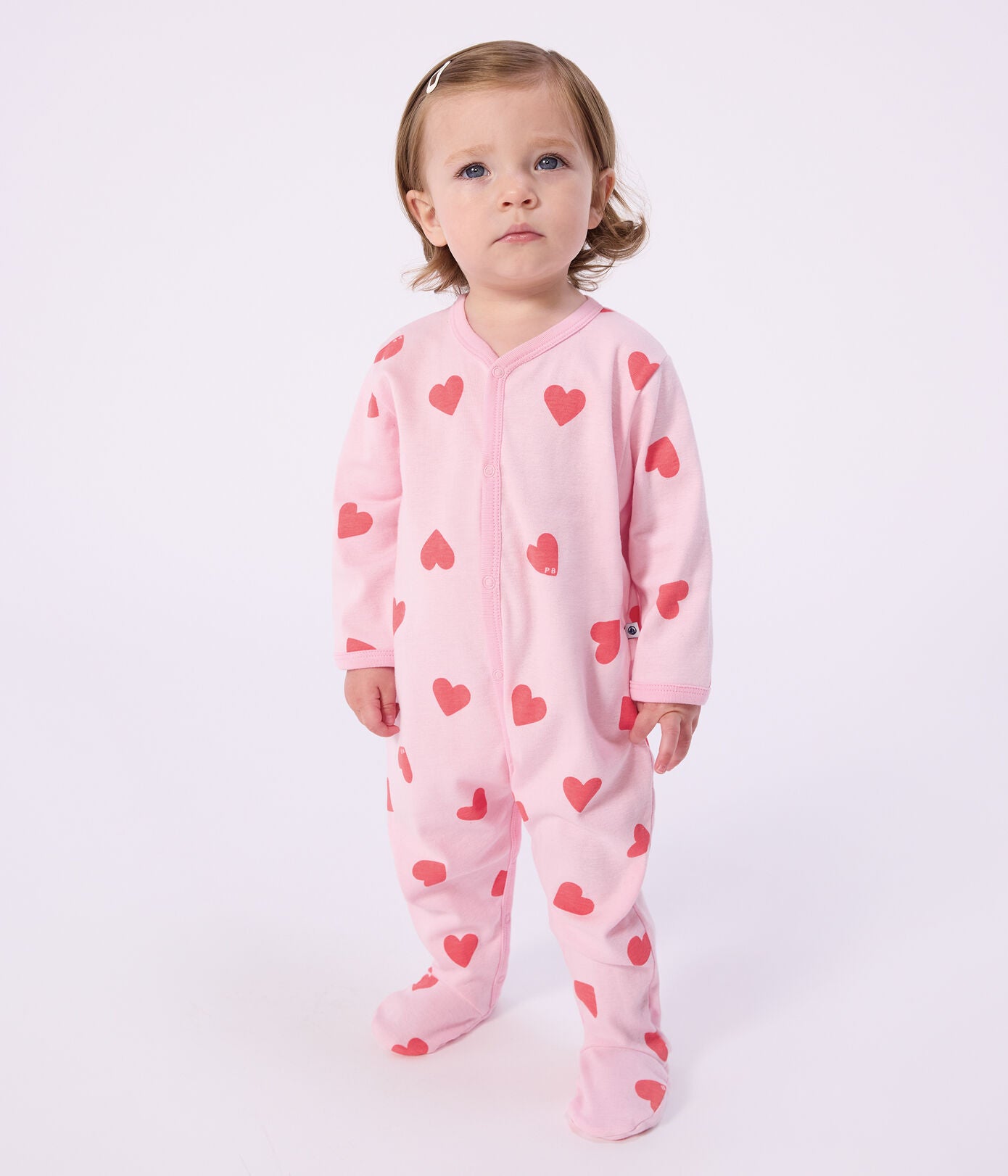 Pyjama met voetjes - hartjes