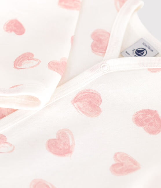 Pyjama met voetjes - roze hartjes
