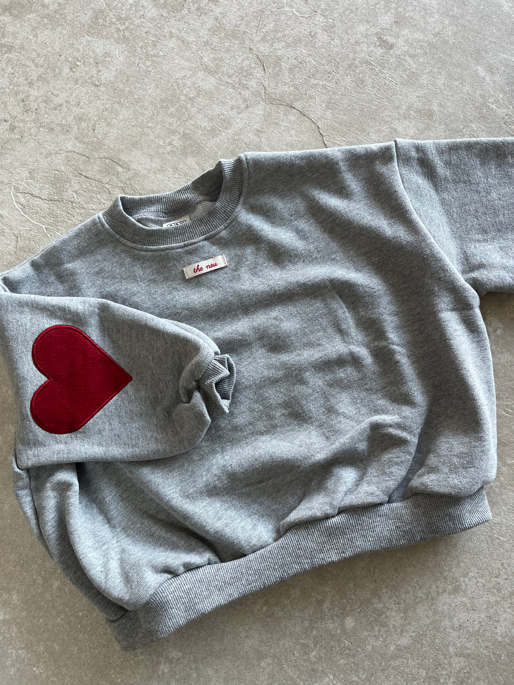 Hart patch sweater - grijs