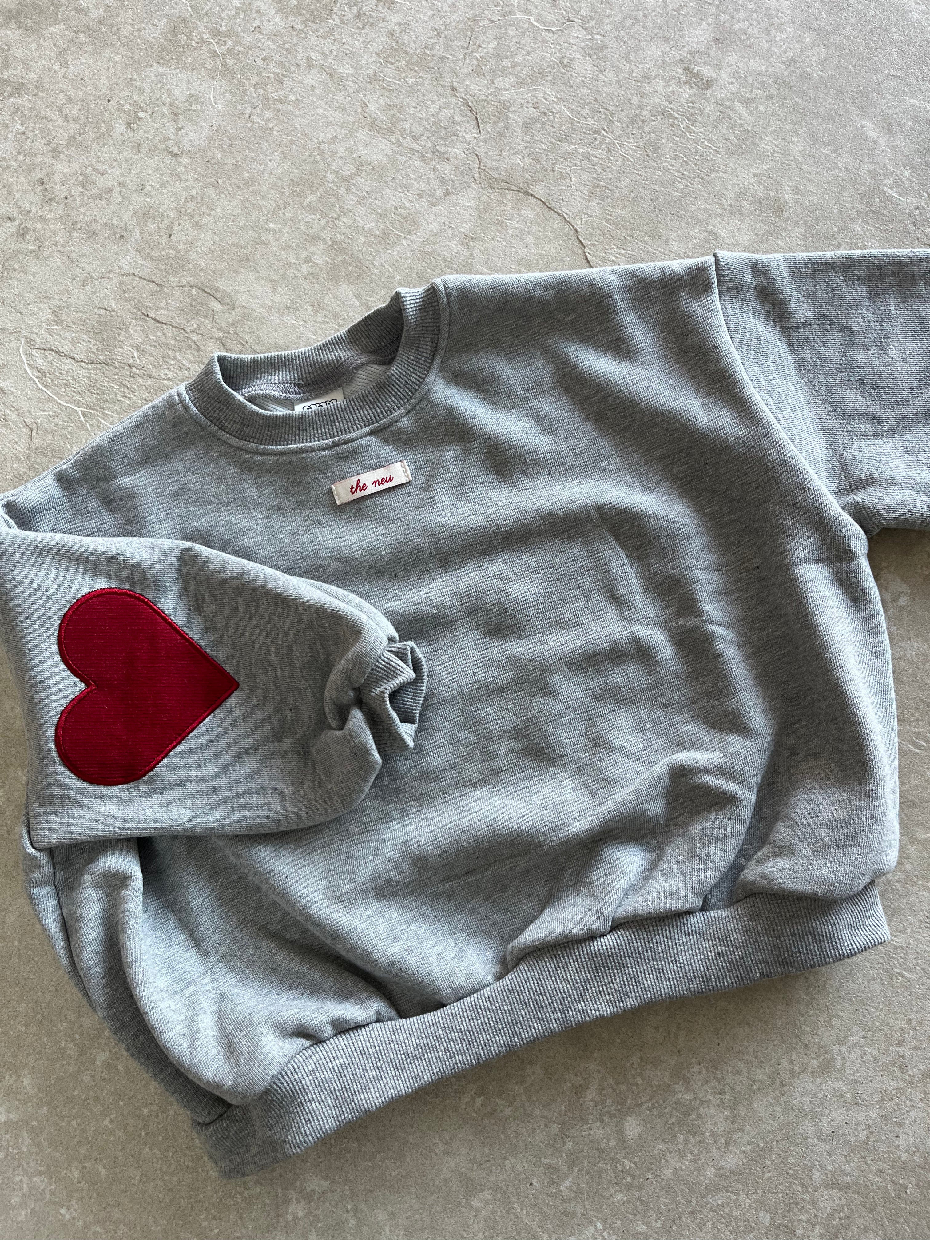 Hart patch sweater - grijs