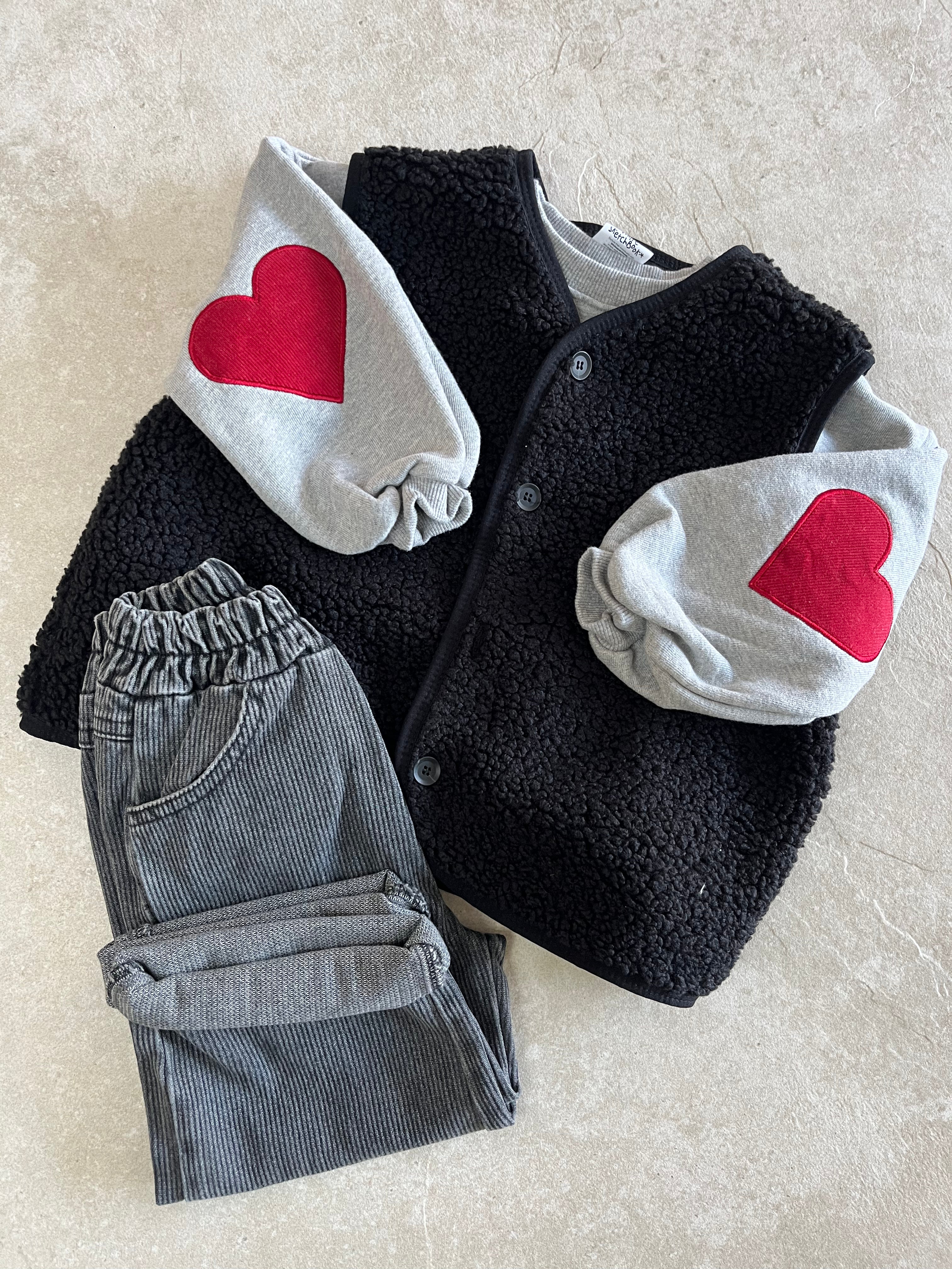 Hart patch sweater - grijs
