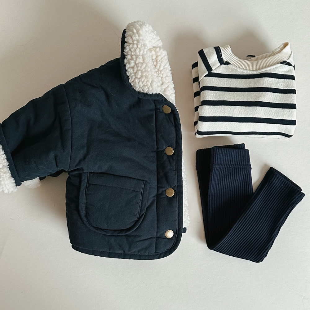 Gestreepte sweater marineblauw